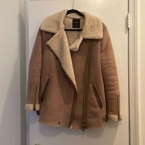 Bershka Aviator Jacket, Faux Shearling Lining